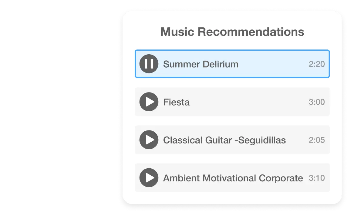 AI-Powered Music Recommendations for adding music to videos, let Visla’s AI guide you to provide perfect background music to your video.